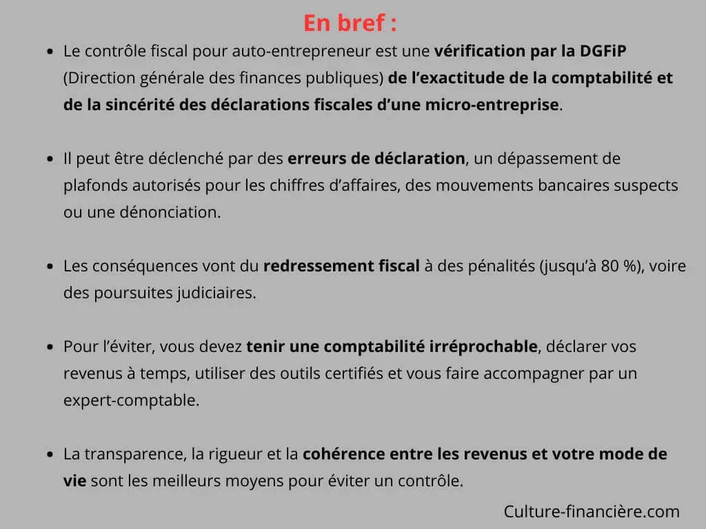 contrôle fiscal pour auto-entrepreneur