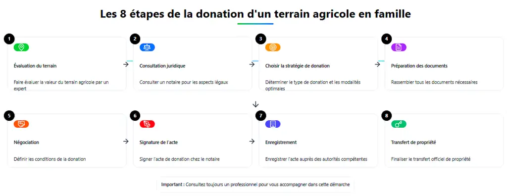 étapes donation terrain agricole famille