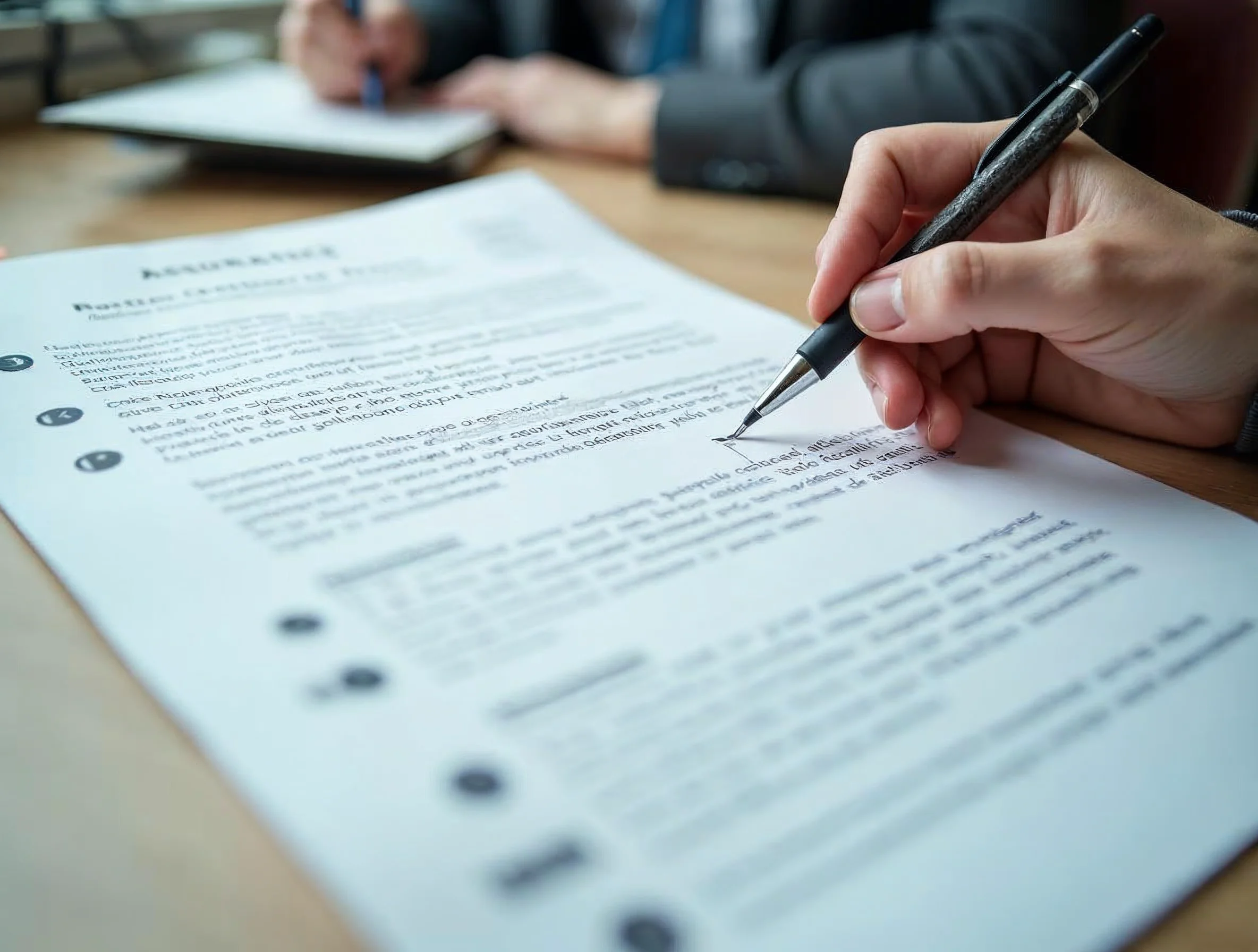 Gros plan sur des documents d’assurance vie ouverts avec repérage des lignes de frais utiles à la comparaison.