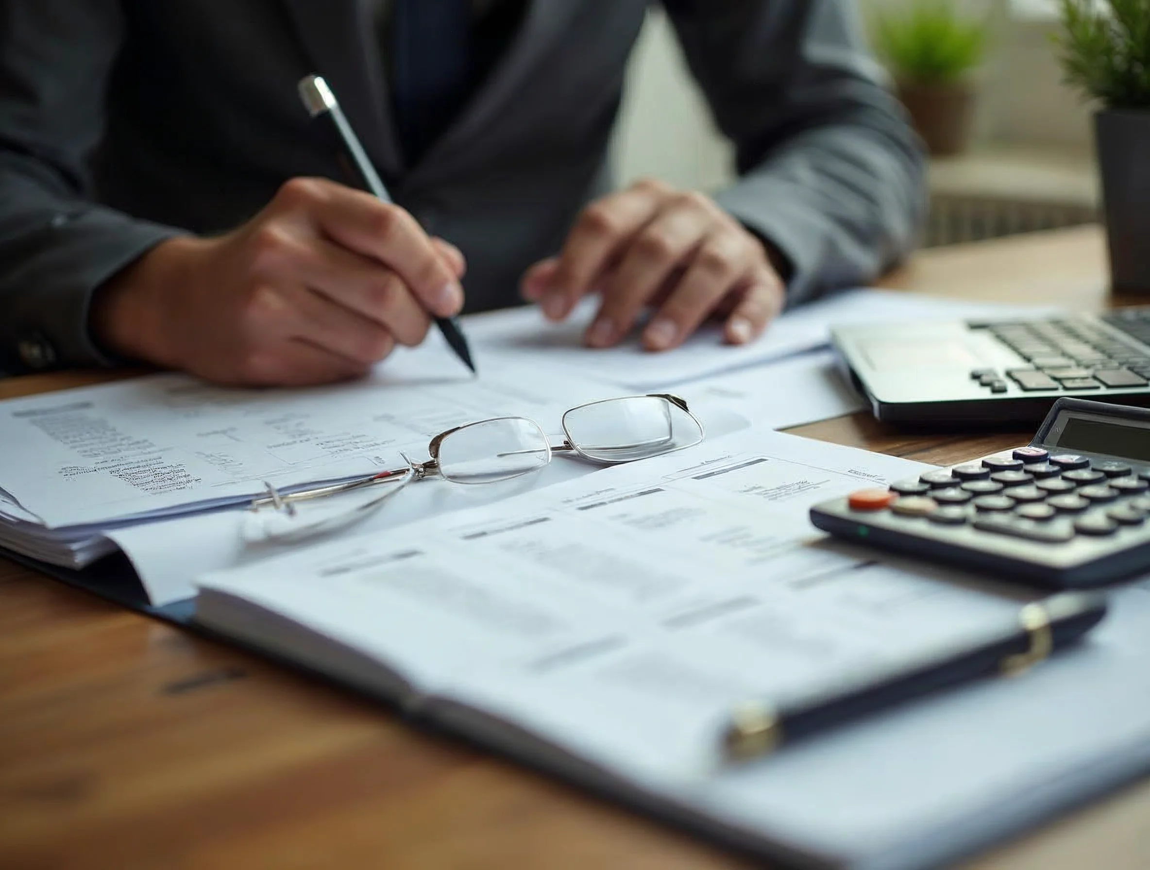Pièces et documents triés pour préparer le calcul d’un investissement locatif.