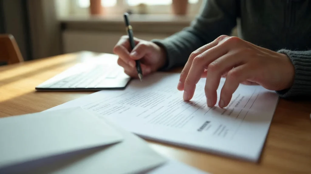 Personne consultant des documents de succession sur une table pour comprendre les règles d’abattement selon le lien familial.