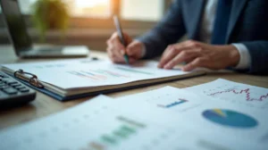Analyste comparant des documents financiers pour évaluer les ratios de deux entreprises d’un même secteur.